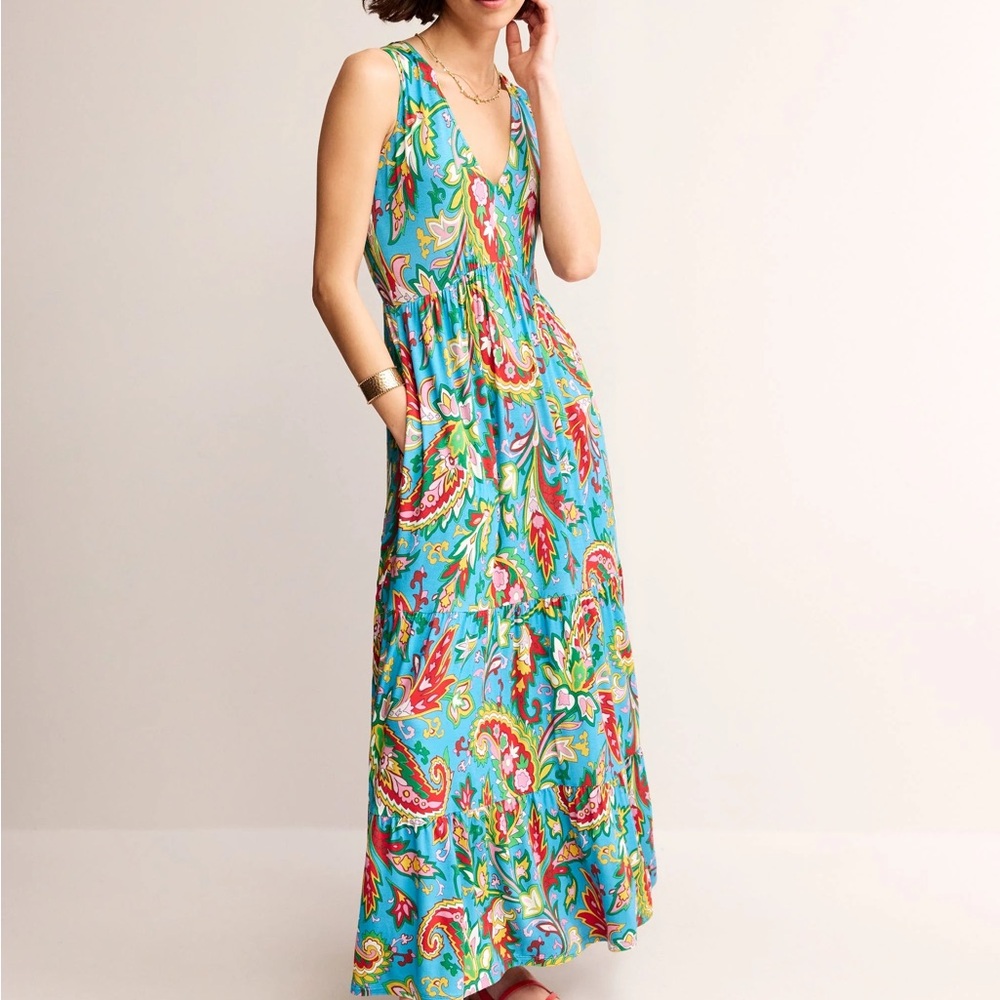 Boden Turquoise and Red Paisley Maxi Dress. Worn only twice.